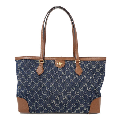 GUCCI GG Shoulder Tote Bag 631685 Denim/Leather Blue