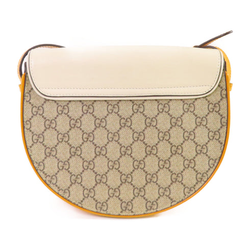 GUCCI GG Padlock Shoulder Bag Coated Canvas Calfskin Leather 644524 White Yellow