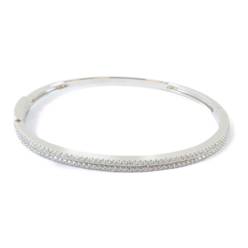 FINE JEWELRY 0.755ct Diamond Bangle 18K White Gold #16.25cm