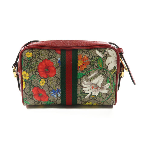 GUCCI GHW GG Superme Mini Shoulder Bag PVC Coated Canvas 517350 Red/Multicolor