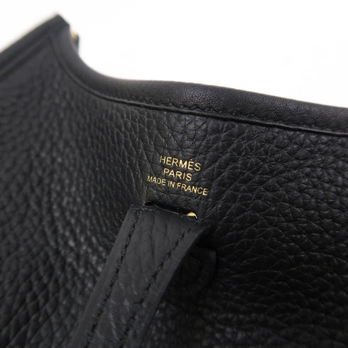 HERMES GHW Evelyne TPM Shoulder Bag Taurillon Clemence Black