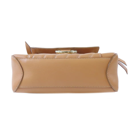 Chloe GHW 2 Way Shoulder Bag Handbag Calfskin Leather Apricot Color