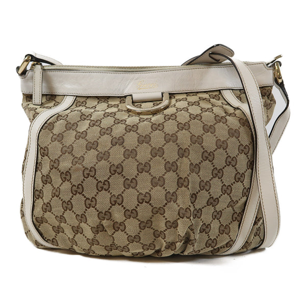 GUCCI GG GHW Shoulder Bag 204940 Canvas Brown/White