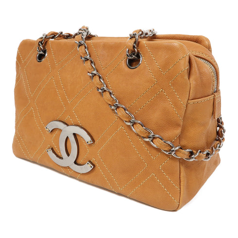 CHANEL CC SHW Chain Shoulder Bag Calfskin Leather Orange