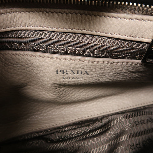 PRADA SHW 2 Way Shoulder Bag 1BB006 Calfskin Leather Grey