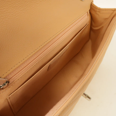 CHANEL CC SHW Chain Shoulder Bag Calfskin Leather Apricot Color