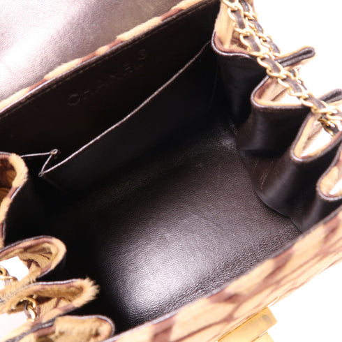 CHANEL CC GHW 2.55 Chain Shoulder Bag Horse Hair Brown