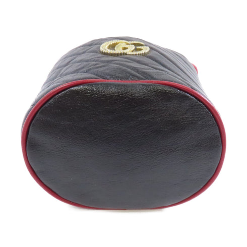 GUCCI GHW GG Marmont Chain Shoulder Bag 573817 Calfskin Leather Black