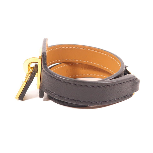 HERMES GHW O'kelly Bracelet Leather Noir Black