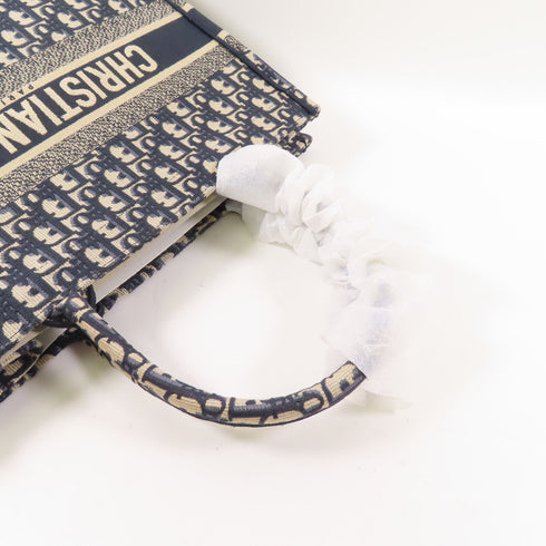 Christian Dior CD Book Tote Medium Handbag Tote Bag Canvas Blue Beige