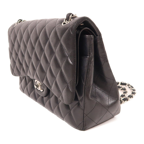 CHANEL CC SHW Large Classic Chain Shoulder Bag Lambskin Leather Black