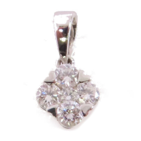 FINE JEWELRY 0.18ct Diamond Pendant Top 18K White Gold PT900 Platinum