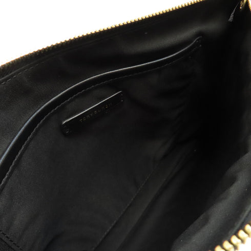 Tory Burch GHW Pouch Calfskin Leather Black