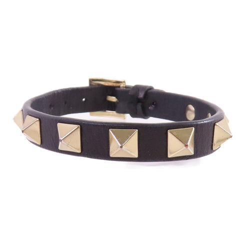 Valentino GHW Rockstud Leather Bracelet Metal Calfskin Leather