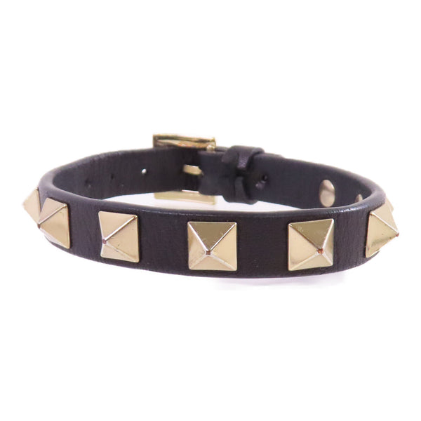 Valentino GHW Rockstud Leather Bracelet Metal Calfskin Leather