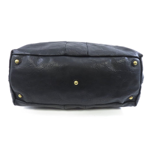 YVES SAINT LAURENT YSL GHW Handbag 200314 Embossed Leather Black