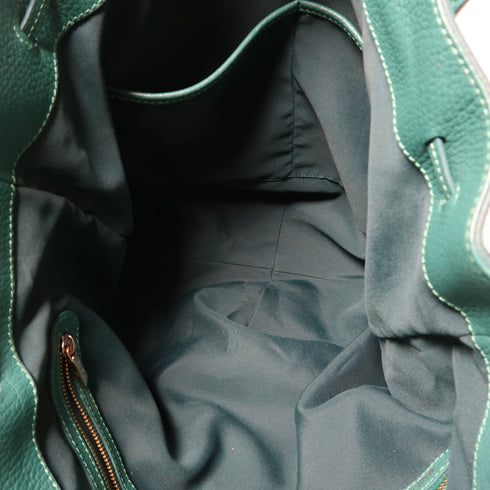 Tods Shoulder Tote Bag Calfskin Leather Green