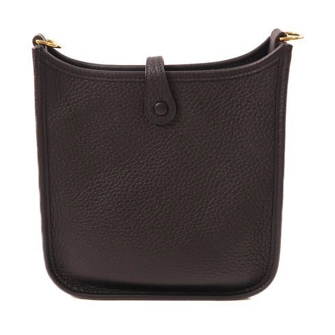 HERMES GHW Evelyne TPM Shoulder Bag Taurillon Clemence Leather Noir Black