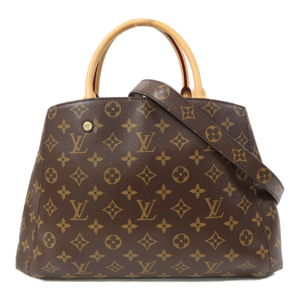 LOUIS VUITTON LV GHW Montaigne MM 2 Way Shoulder Bag M41056 Monogram Brown v3