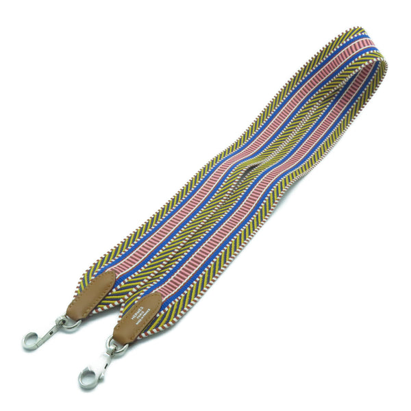 HERMES PHW Sangle Cavele Strap Shoulder Strap Canvas Multicolor
