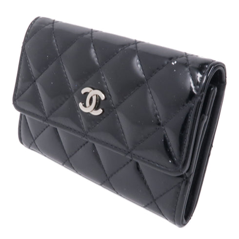 CHANEL CC SHW Card Case Patent Leather Black