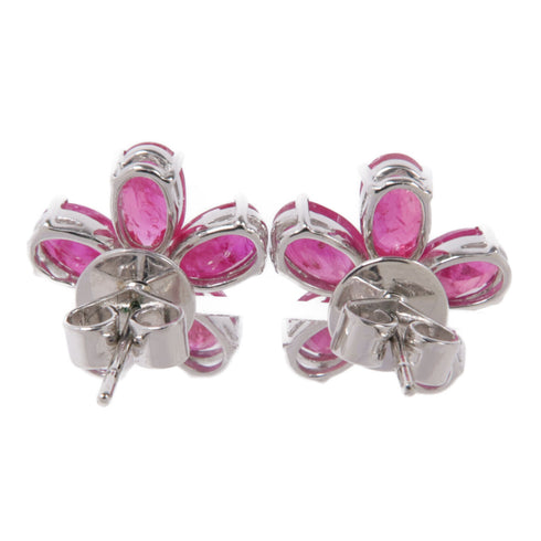 JEWELRY Ruby Diamond Earrings 18K White Gold