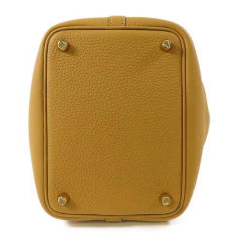 HERMES GHW Picotin PM Handbag Clemence Leather 4B