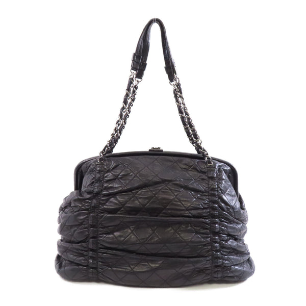 CHANEL Quilted CC SHW Chain Shoulder Bag Lambskin Leather Black v2