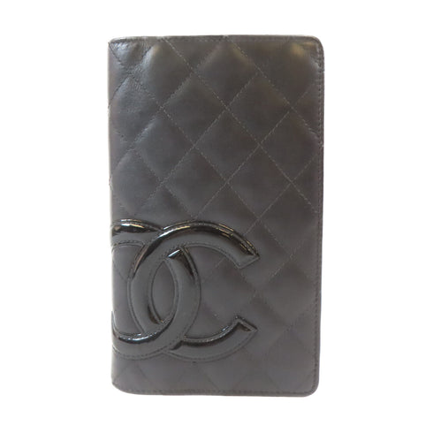 CHANEL Quilted CC SHW Cambon Long Wallet Calfskin Leather Black v2