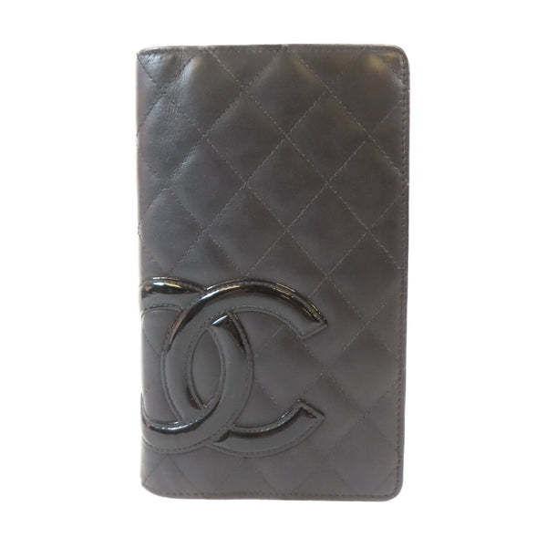 CHANEL Quilted CC SHW Cambon Long Wallet Calfskin Leather Black v2