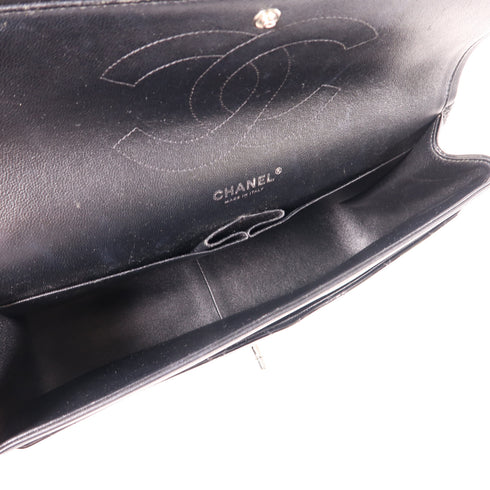 CHANEL Quilted CC SHW Chain Shoulder Bag Lacquer Leather Black