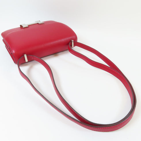 HERMES PHW Constance Mini Shoulder Bag Crossbody Veau Swift Leather Rouge Red