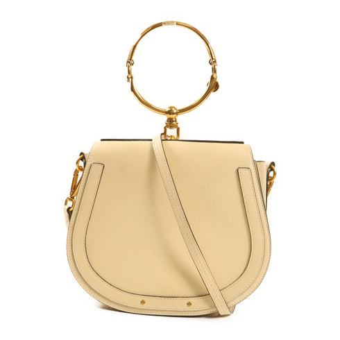 Chloe GHW Nile Bag 2 Way Bag Calfskin Leather White