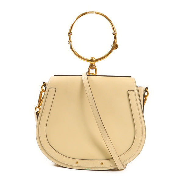 Chloe GHW Nile Bag 2 Way Bag Calfskin Leather White