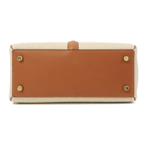 CELINE GHW Small 16 2 Way Shoulder Bag Canvas Brown/Beige