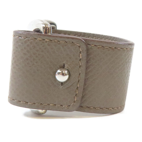 HERMES SHW Pavane Bracelet Bangle Veau Epsom Leather Etain Gray Hermes #XS #15cm