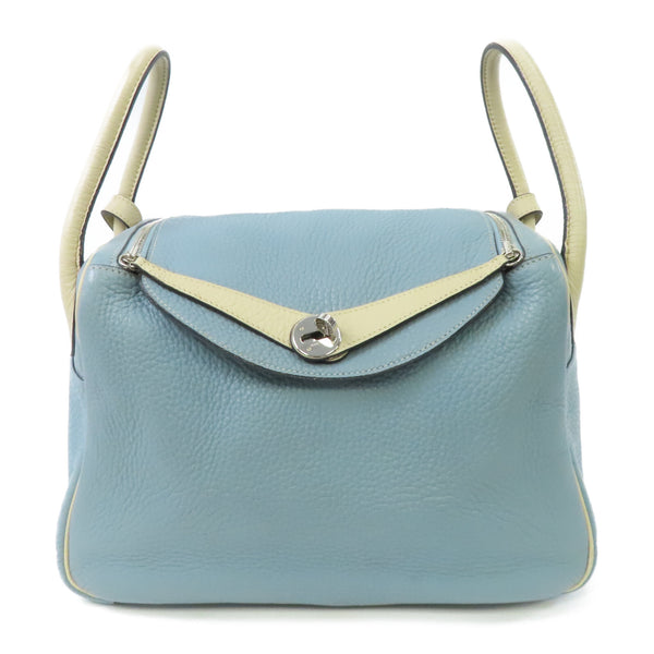 HERMES PHW Lindy 30 2way Shoulder Bag Clemence Leather Ciel/Parchemin Blue
