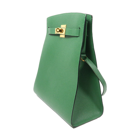 HERMES GHW Kelly Sports Shoulder Bag Epsom Leather Green