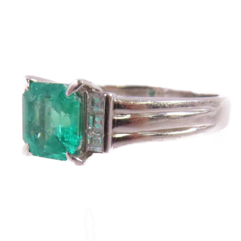 Jewelry 1.34ct Emerald 0.19ct Diamond Ring US#8.25 PT900 Platinum