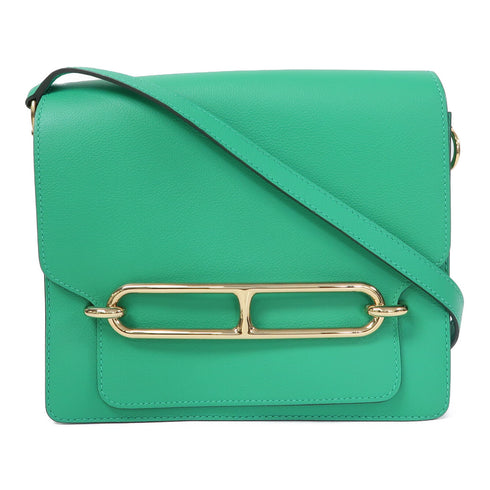 HERMES GHW Roulis 23 Shoulder Bag Evercolor Leather Menthe Green