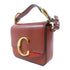 Chloe GHW Mini C Bag 2Way Shoulder Handbag 01207565 Calfskin Leather Suede Brown