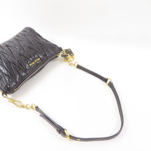 Miu Miu GHW Shoulder Bag Leather Black