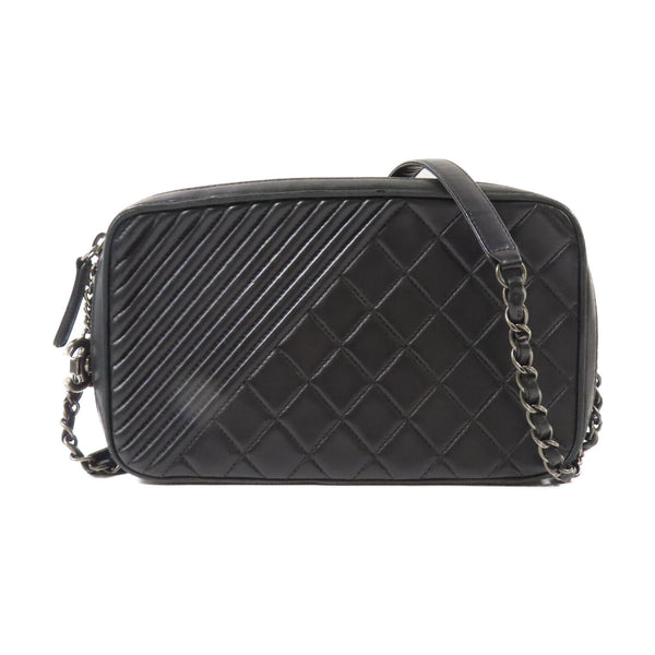 CHANEL CC SHW Chain Shoulder Bag Calfskin Leather Black v