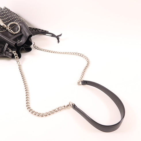 JIMMY CHOO SHW Chain Shoulder Bag Calfskin Leather Black