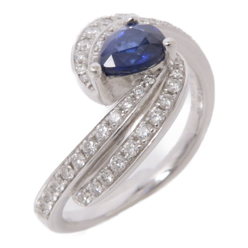 JEWELRY Sapphire Diamond Ring 18K White Gold US#6.5
