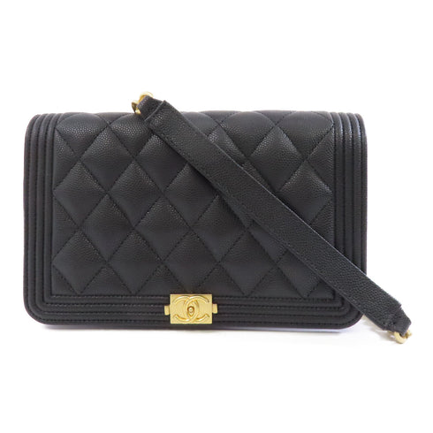 CHANEL Quilted CC GHW Boy WOC Wallet On Chain Shoulder Bag AP1117 Calfskin Black