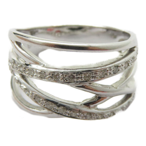 FINE JEWELRY 0.13ct Diamond Ring 18K White Gold US#6.75