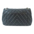 CHANEL Herringbone CC SHW Chain Shoulder Handbag Calfskin Leather Black