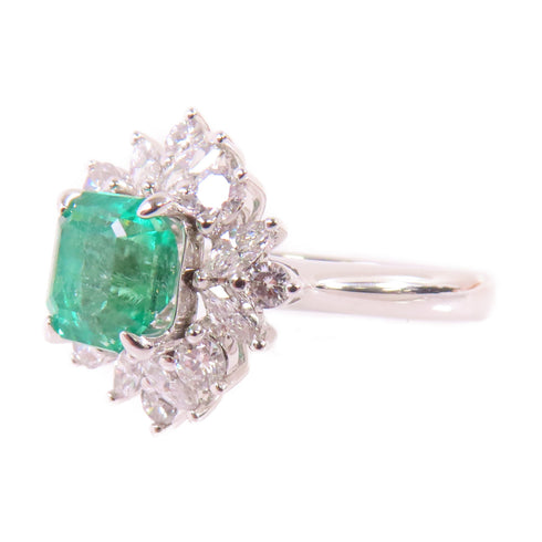 FINE JEWELRY 1.71ct Emerald 0.82ct Diamond Ring US#6 PT950 Platinum