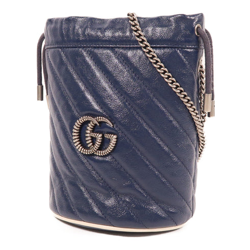 GUCCI GG SHW GG Marmont Bucket Chain Shoulder Bag 573817 Calfskin Leather
